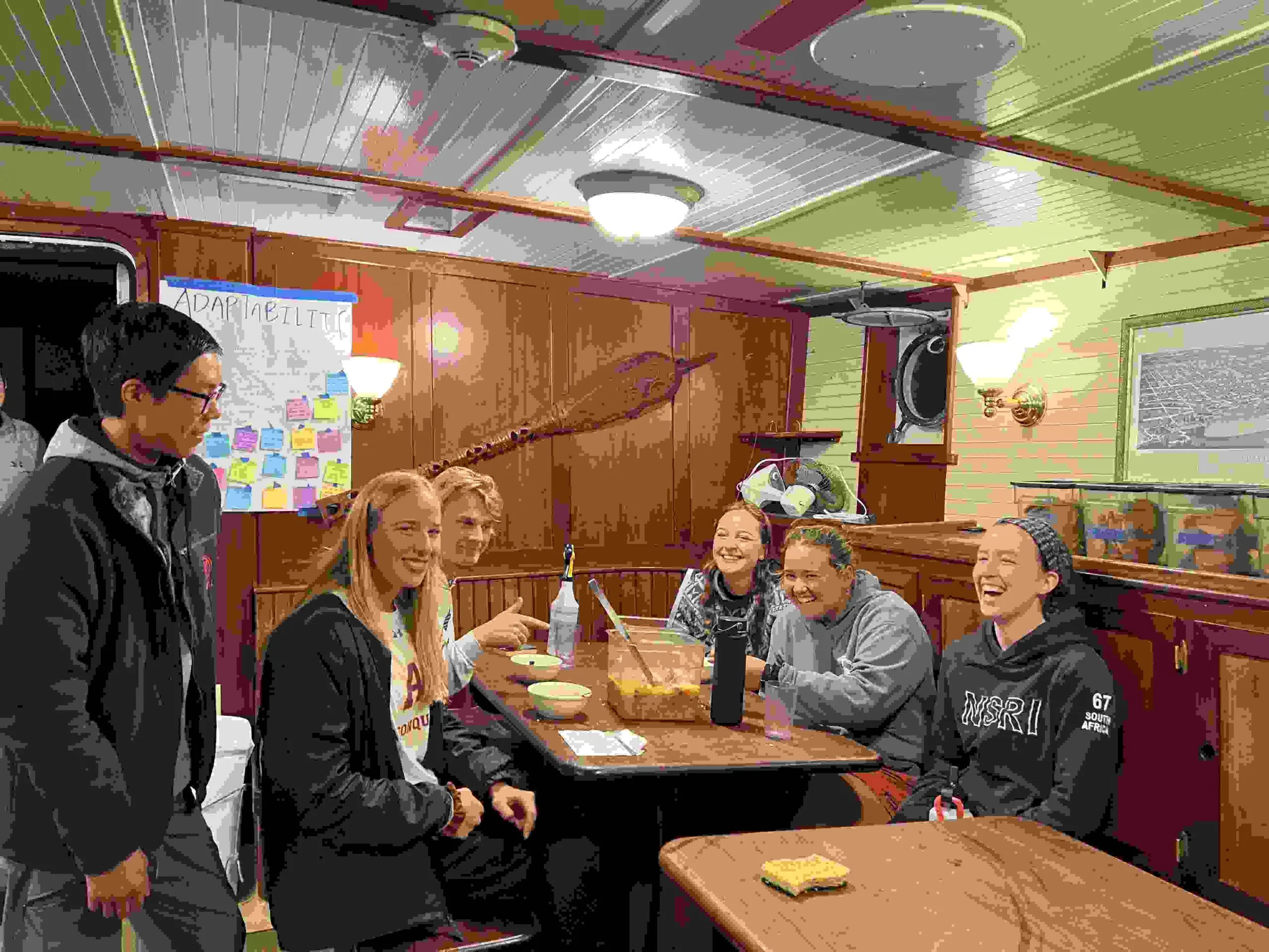 The hard work of the ship takes many forms…Who will eat all that leftover soup? (from left to right) Henry, Olivia, Parker, Katie, Morgan, and Izzy