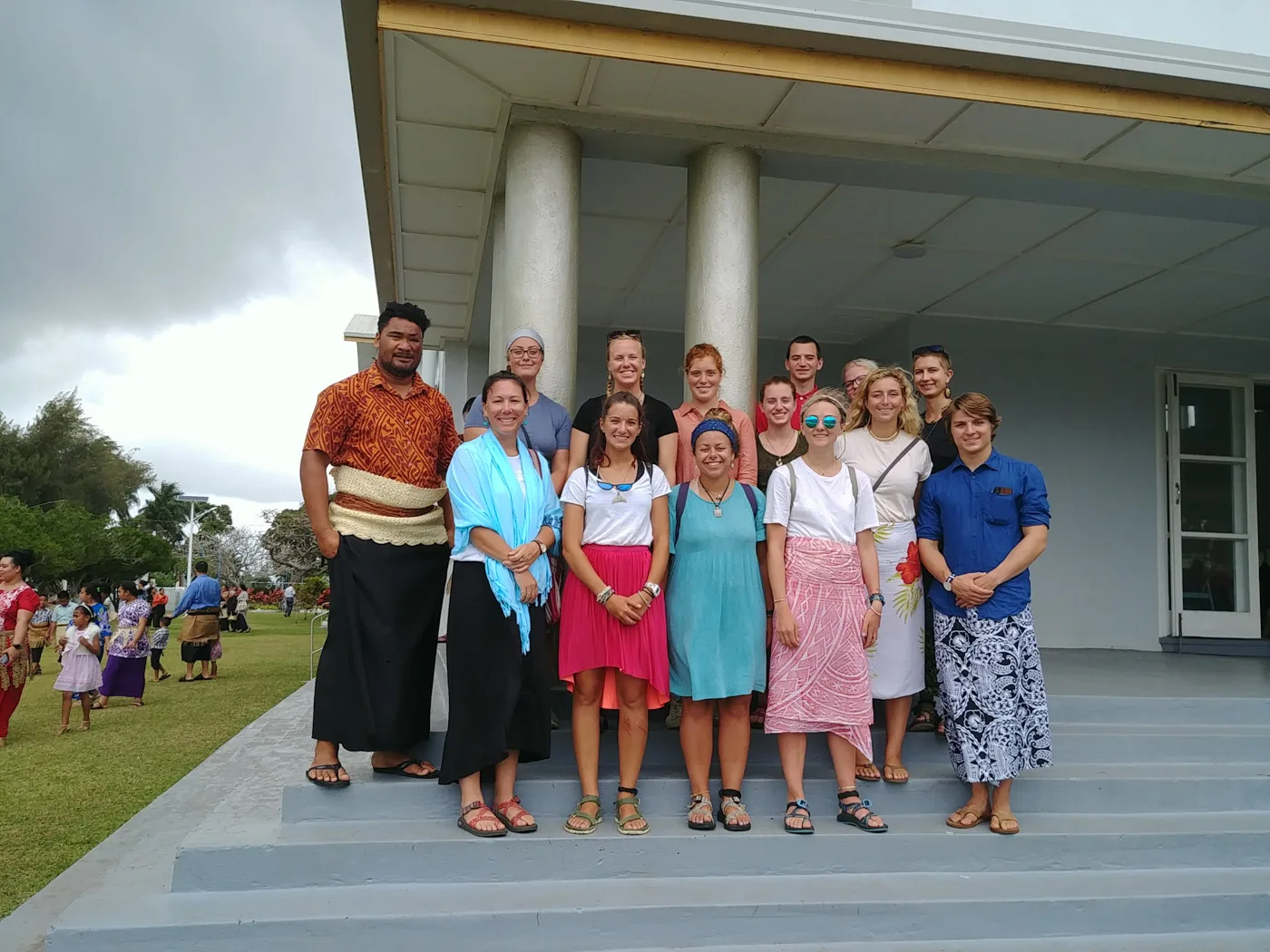 SEA class S-288, Chief Scientist Kerry Whittaker, Chief Anthropologist Emily Hite, and Tongan observer Pen Vailea attend the Free Wesleyan church in Nuku’alofa, Tonga, Photo Kerry Whittaker;