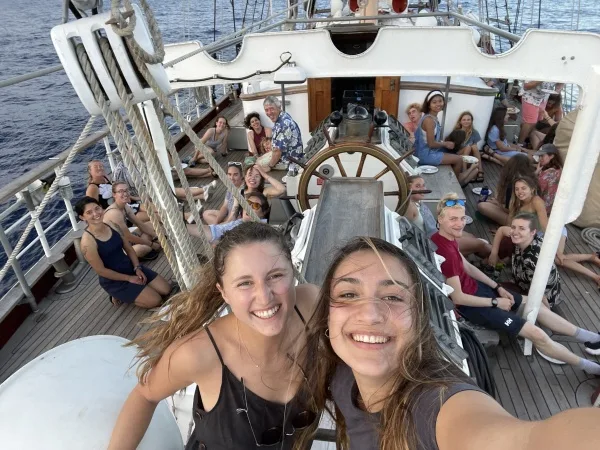 Post feast selfie on the quarterdeck