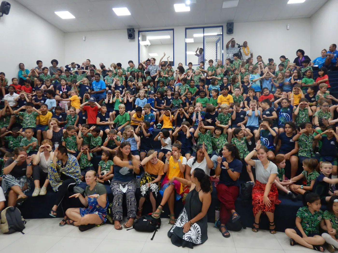 International School Suva primary school and SEA students playing an educational game!