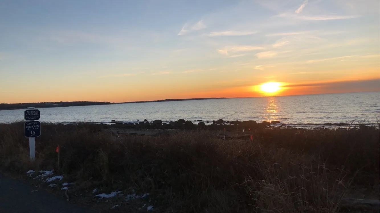 Buzzards Bay from Racing Beach Ave, taken on a run around sunset after our morning discussion.