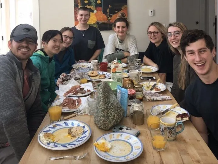 Students of S-290 enjoying a meal together, in-between difficult conversations about climate change.