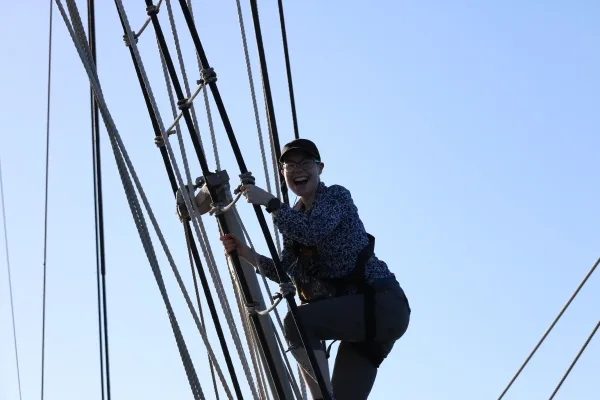 Myself climbing the rigging for the first time