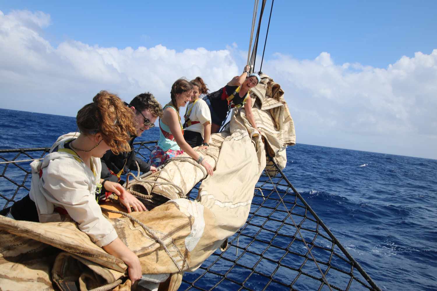 B Watch on the Bowsprit untying the Jib’s sail ties