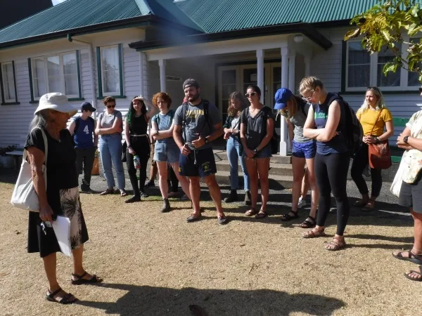 Learning about Kororareka Russell History from Heather, one our tour guides and a curator at the Russell Museum