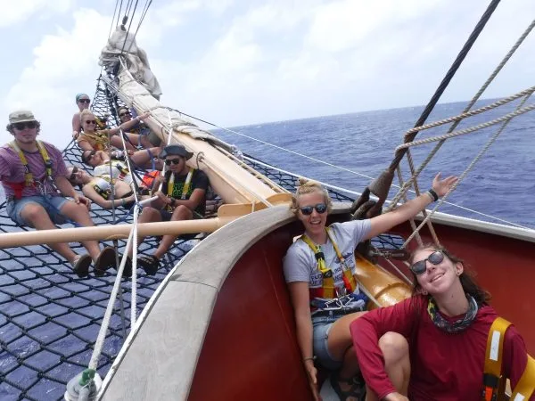 C Watch (Jenn, Gabby, Jennessa, Katie, Abby, Eban, Nate, Anna, and Tierney) having our watch meeting on the head rig of the Seamans!