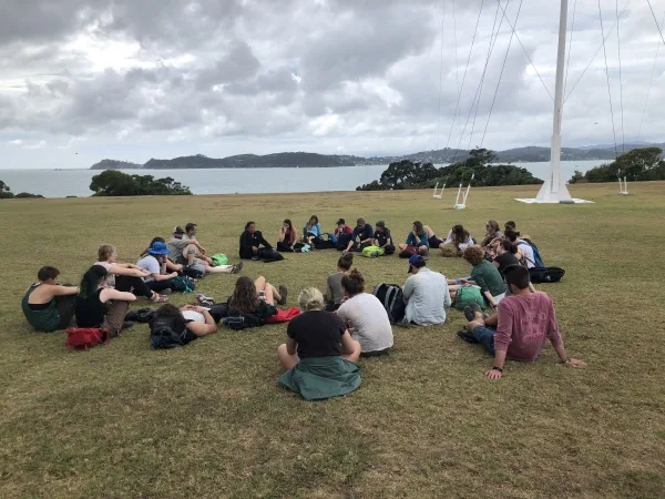 Gathering to speak with our tour guide and reflect on the day near where the signing took place.