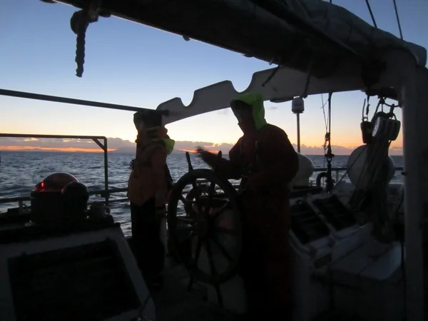 First dawn watch with Kaden at the helm