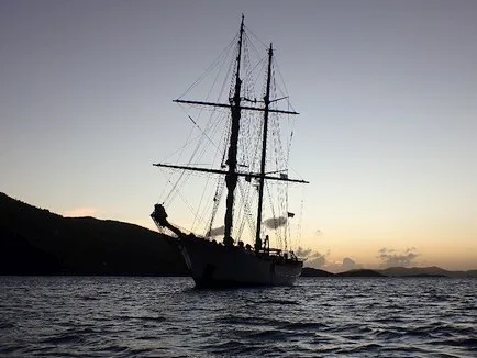 SSV Corwith Cramer with a sunset behind her