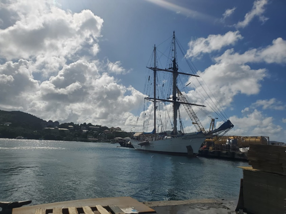 The Cramer docked in Christiansted, sent by Heather in the groupchat and teasingly titled “She’s waiting for ya!”